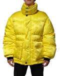 Veste bomber en nylon jaune dolce & gabbana pour homme avec col montant et motif logo répétitif subtil