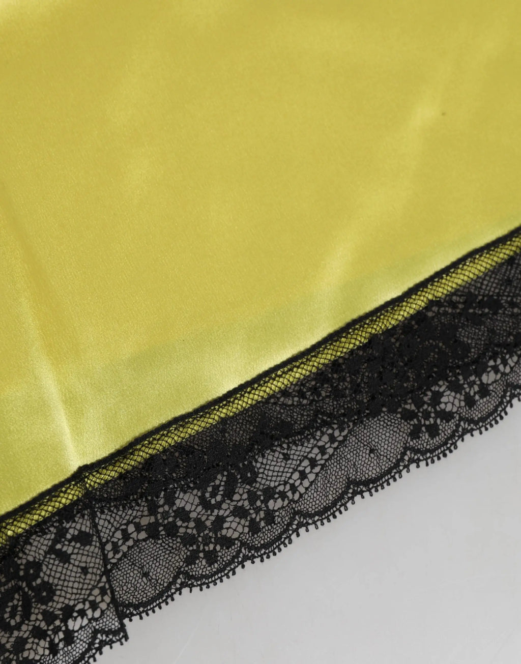 Dolce & Gabbana yellow satin silk mid waist underwear shorts with delicate black lace trim