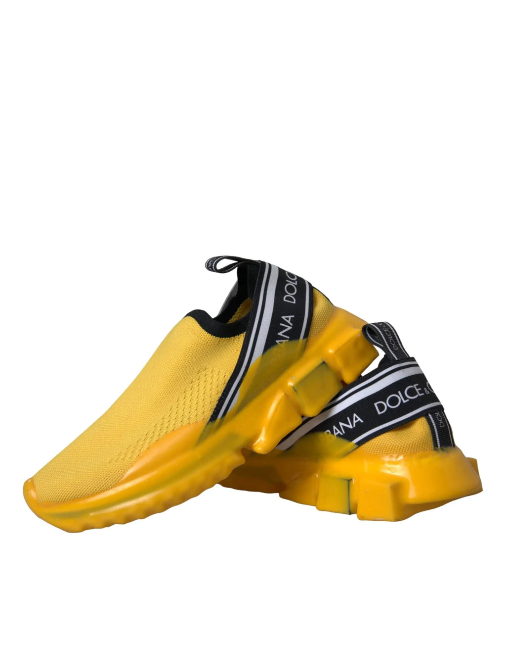 Baskets slip-on dolce & gabbana sorrento jaunes avec brides noir et blanc pour femmes