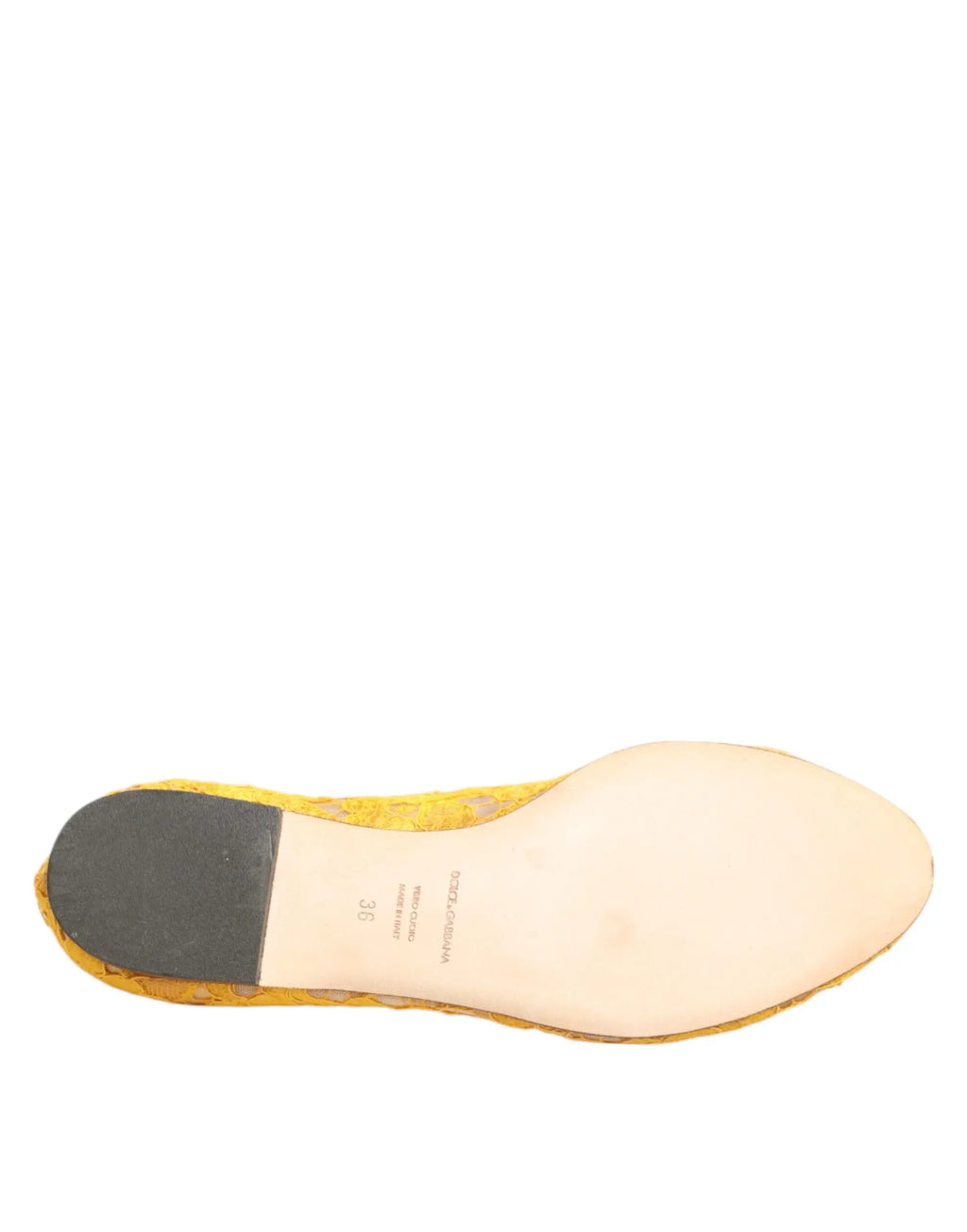 Chaussures plates dolce & gabbana taormina jaunes à motifs avec talon noir en caoutchouc et semelle intérieure beige clair