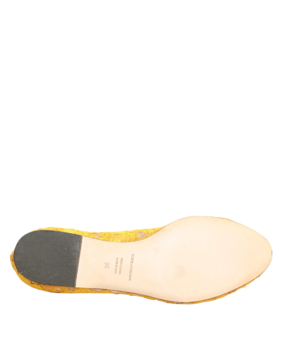 Chaussures plates dolce & gabbana taormina jaunes à motifs avec talon noir en caoutchouc et semelle intérieure beige clair