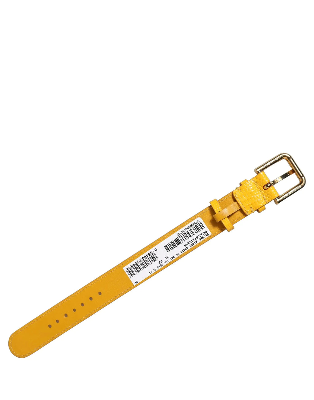 Bracelet ceinture dolce & gabbana en cuir jaune texturé avec boucle dorée en cuir lumineux