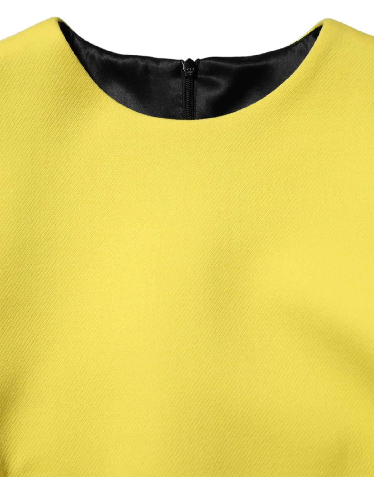 Robe mini manche longue dolce gabbana jaune en viscose acetate avec col en satin noir et fermeture éclair