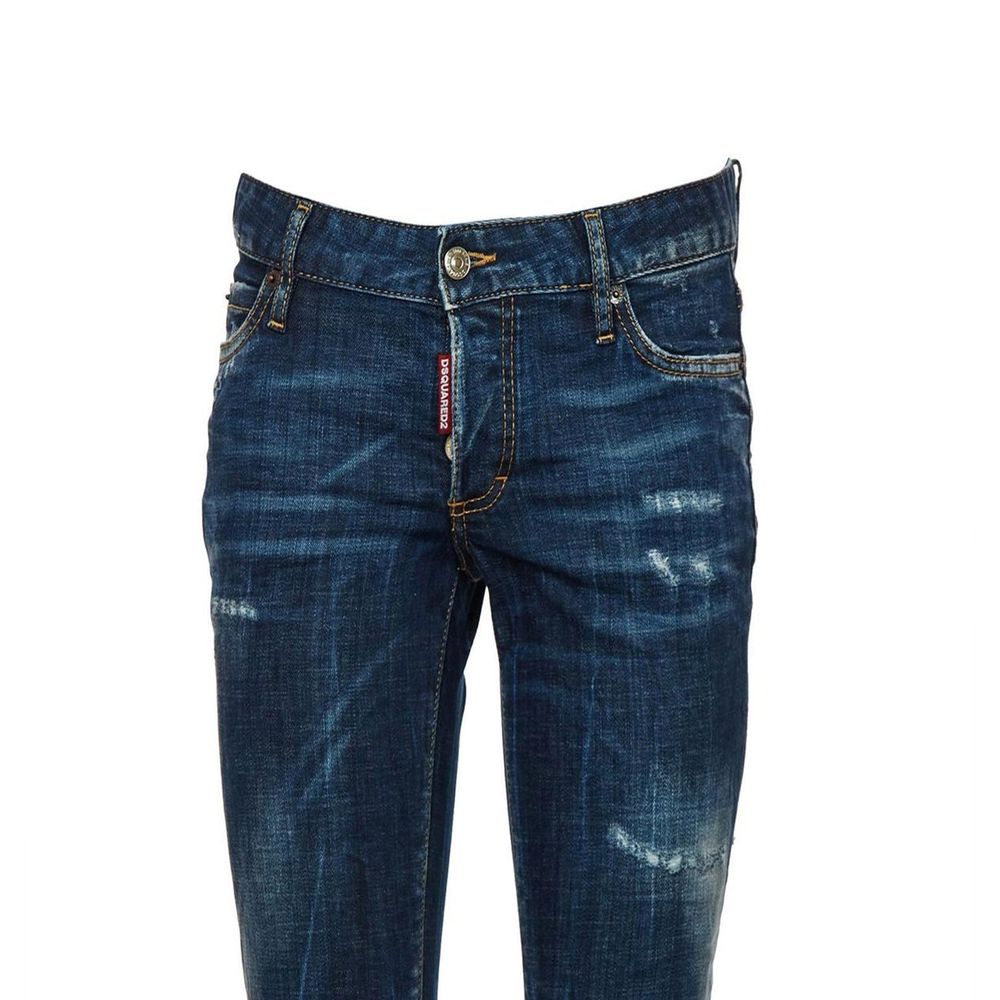 Jeans skinny en coton bleu Dsquared², coupe ajustée, avec détails modernes, visibles sur l'image.