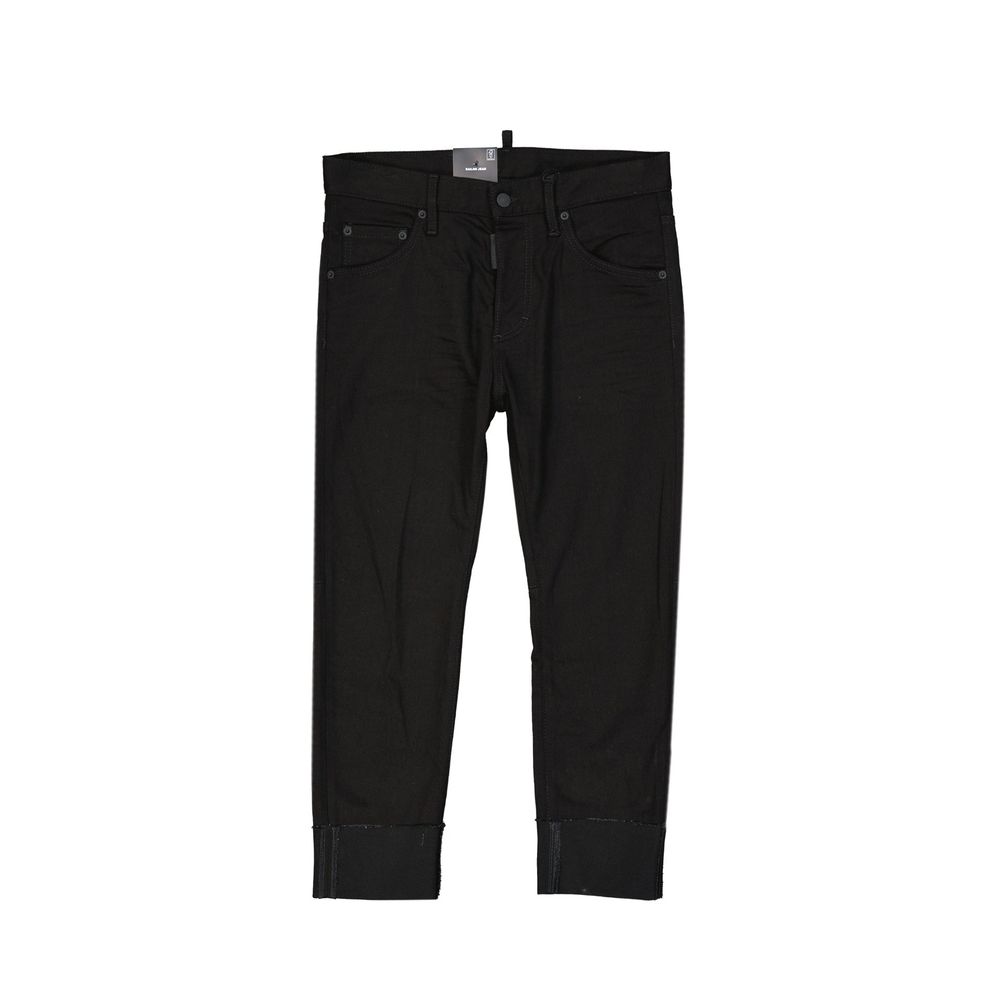 Jeans en denim noir en coton de Dsquared², coupe classique avec détails en jeans, vue de face.
