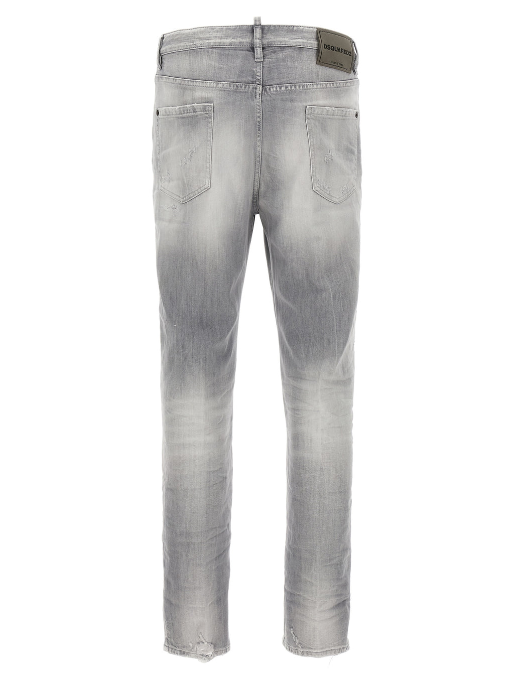 Jeans droits en coton gris de Dsquared², mode décontractée avec coupe classique et détails modernes.