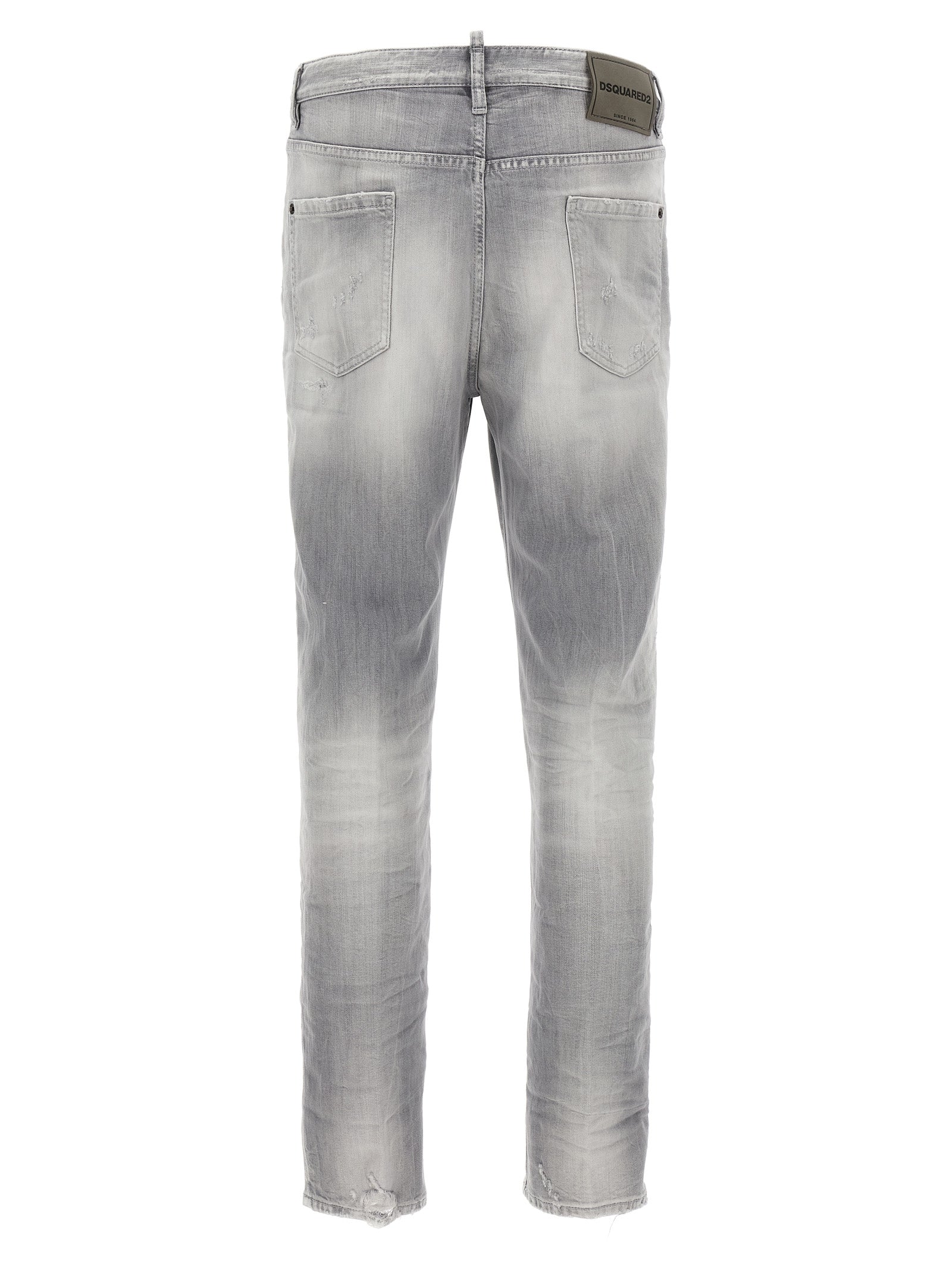 Jeans droits en coton gris de Dsquared², mode décontractée avec coupe classique et détails modernes.