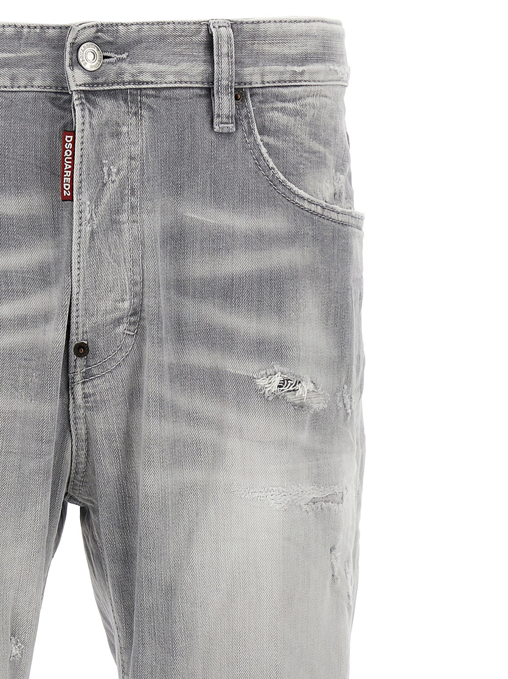 Jeans droits en coton gris de Dsquared², style classique, coupe droite, vue de l'avant.