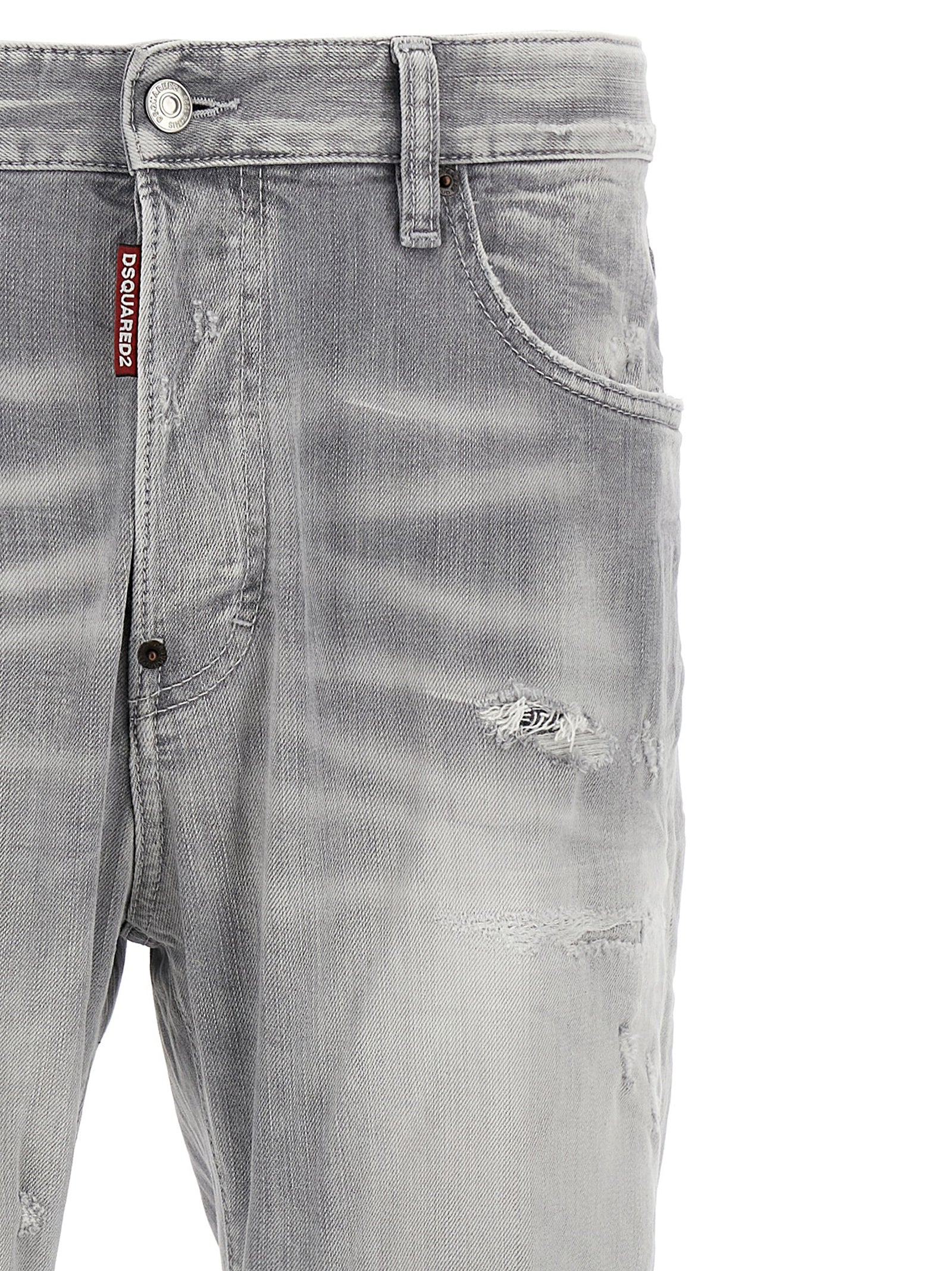 Jeans droits en coton gris de Dsquared², style classique, coupe droite, vue de l'avant.