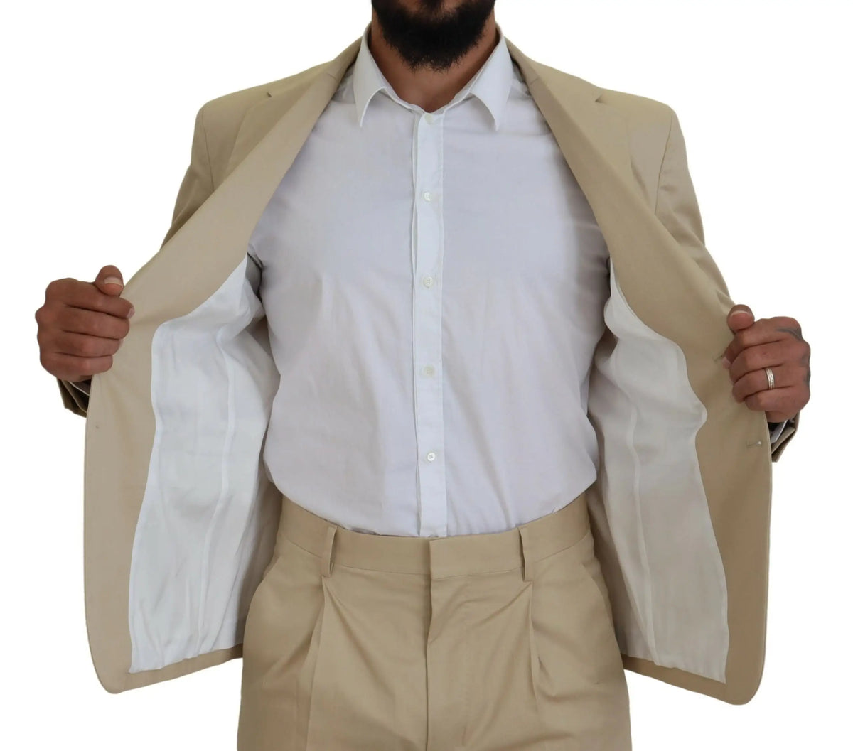 Veste de costume beige dsquared² en coton avec doublure intérieure blanche single breasted pour costume deux pièces cipro