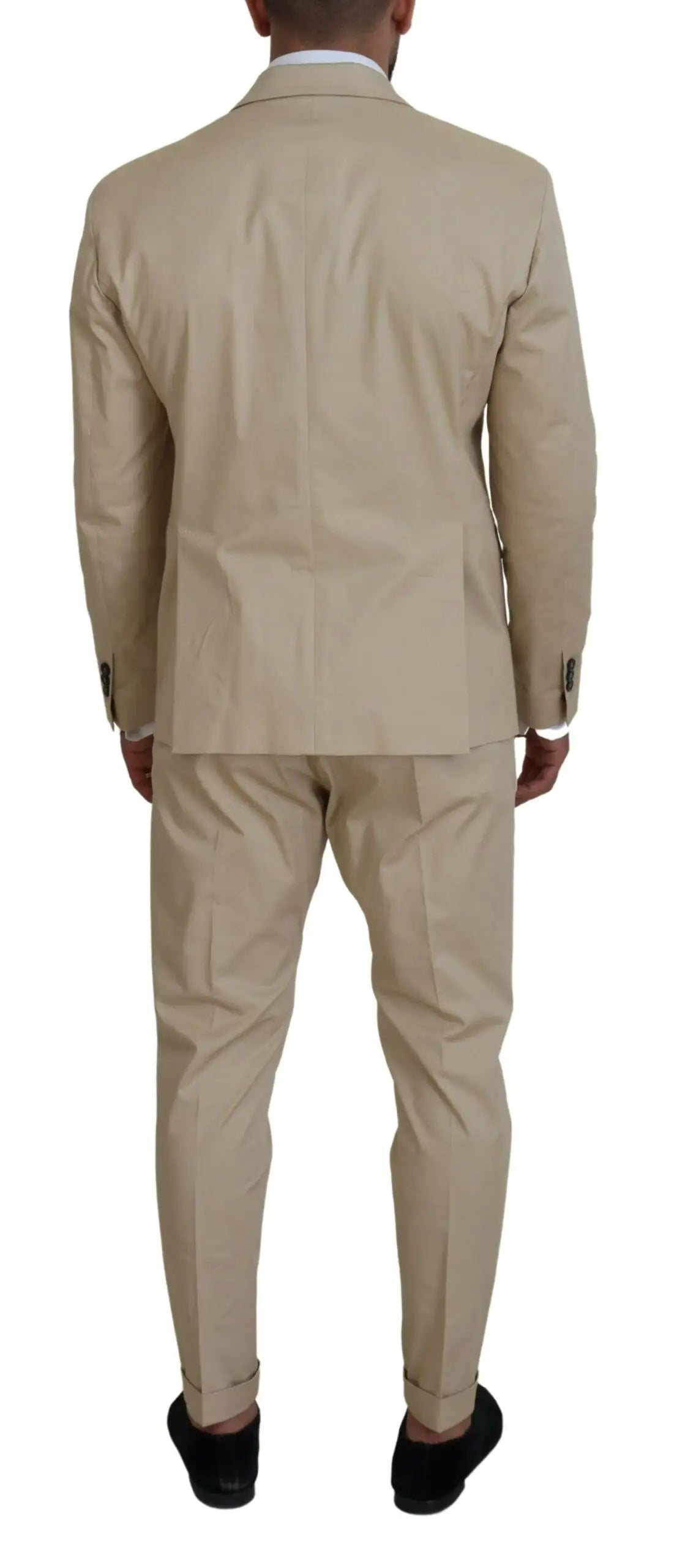 Costume beige deux pièces en coton dsquared² avec coupe ajustée et plis subtils pour un style élégant