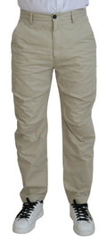 Pantalon décontracté pour homme beige dsquared² en coton avec coupe droite classique et bouton noir
