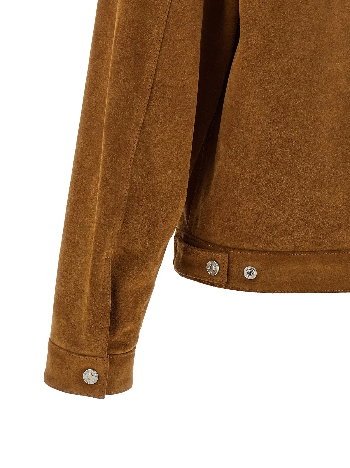 Veste en cuir polyvinylique beige dsquared² avec boutons argentés et finition daim tan