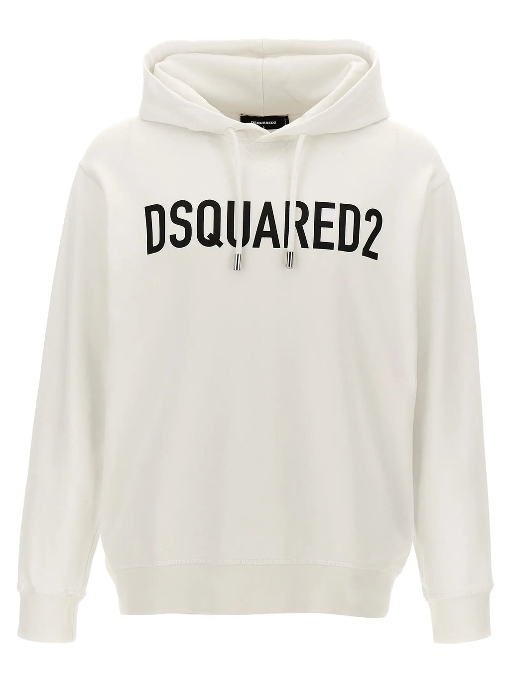 Sweatshirt dsquared² bicolore en coton off-white avec lettrage noir audacieux et cordons assortis