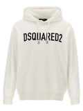 Sweatshirt dsquared² bicolore en coton off-white avec lettrage noir audacieux et cordons assortis