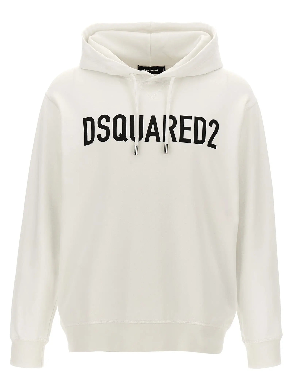 Sweatshirt dsquared² bicolore en coton off-white avec lettrage noir audacieux et cordons assortis