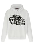 Sweatshirt dsquared² en coton bicolore blanc avec un graphique noir d’une bouche ouverte et le texte voice yourself magliano