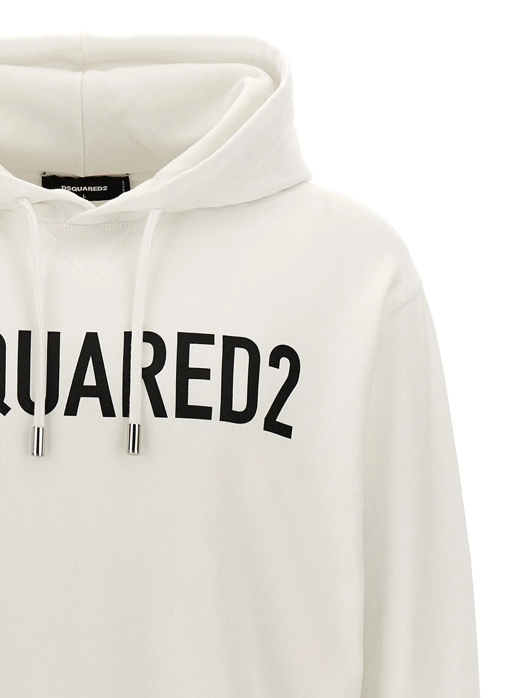 Sweatshirt en coton bicolore dsquared² avec capuche off-white et logo dsquared2 noir audacieux sur la poitrine