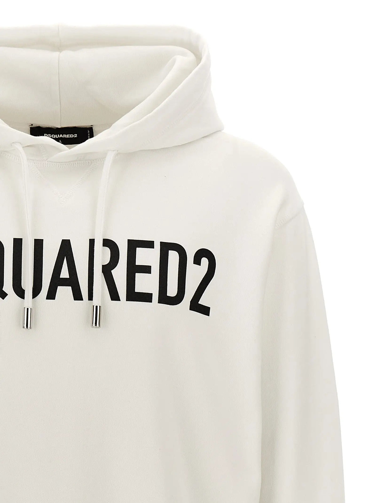 Sweatshirt en coton bicolore dsquared² avec capuche off-white et logo dsquared2 noir audacieux sur la poitrine