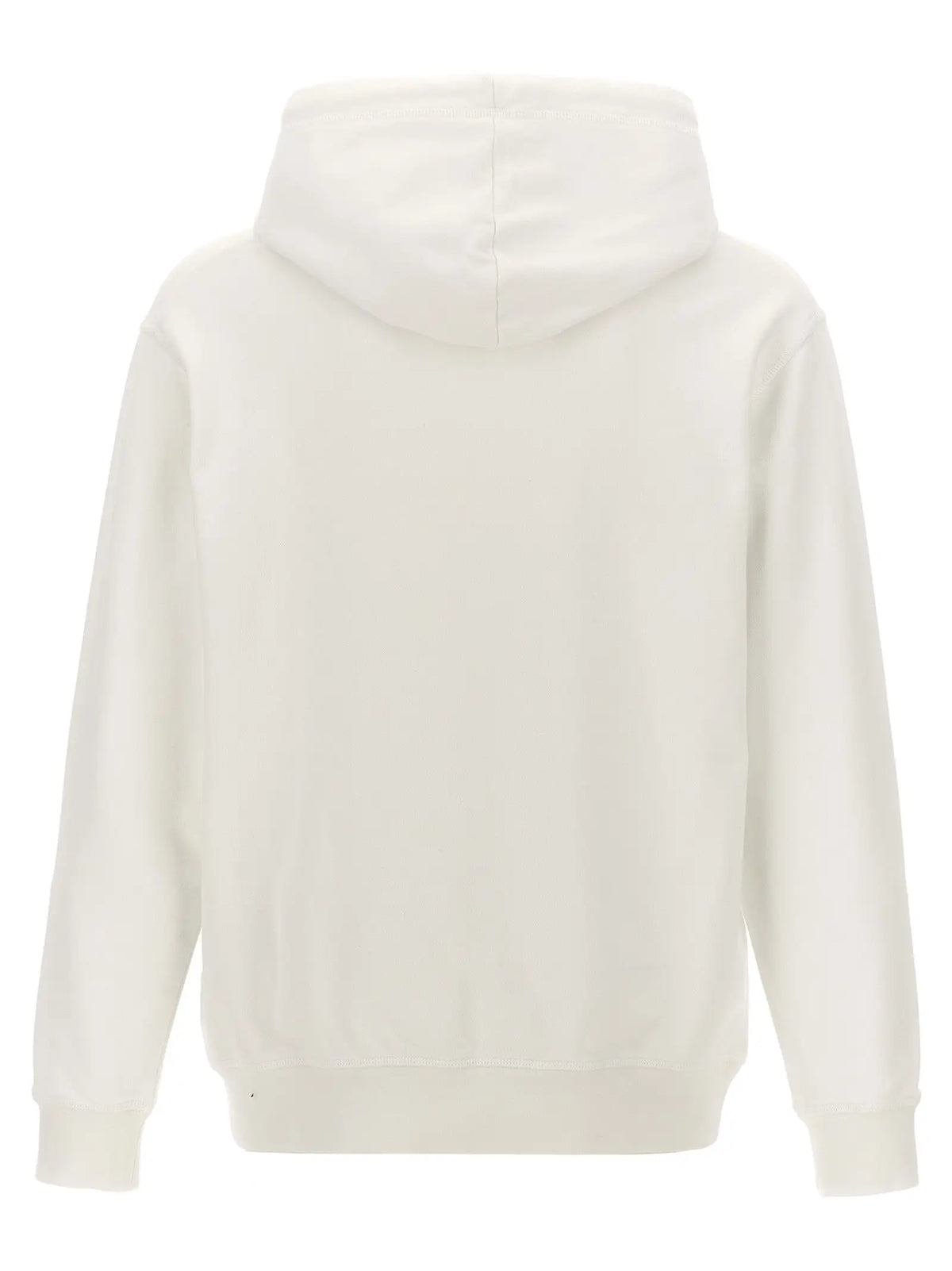 Sweatshirt à capuche crème dsquared² en coton bicolore avec tissu doux texturé et poignets et ourlet côtelés