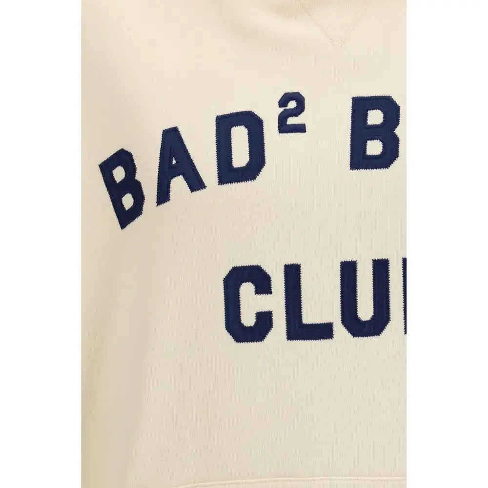 Sweatshirt en coton bicolore dsquared2 crème avec inscription bad2 b club bleu marine en maille