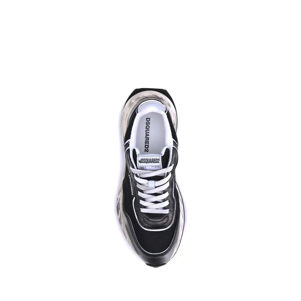 Baskets dsquared² bos taurus en cuir de veau noir avec semelle épaisse translucide athlétique