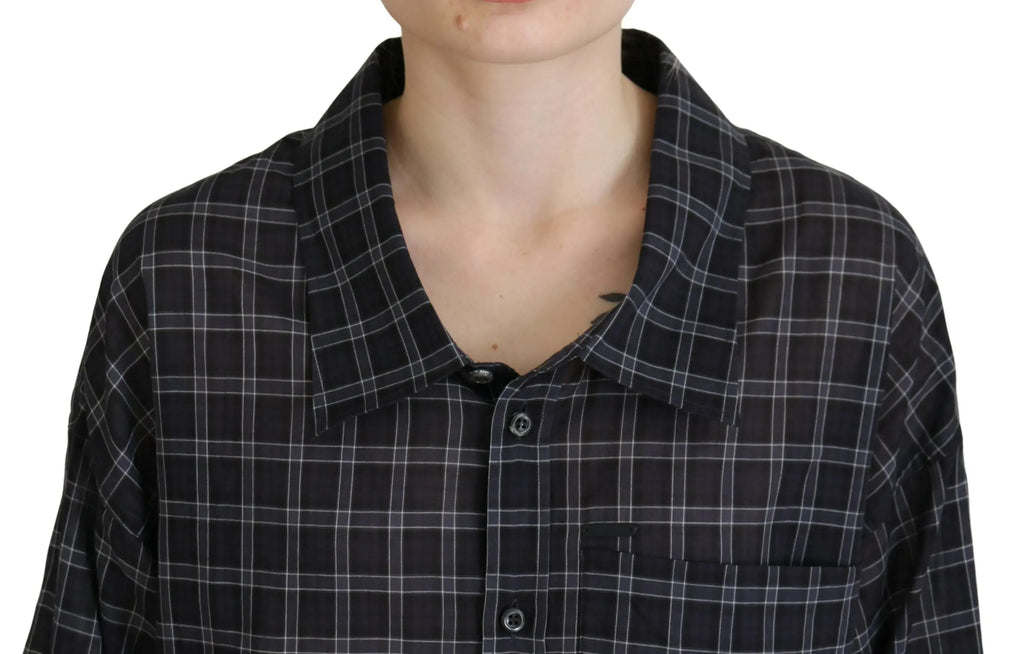 Chemise à manches longues dsquared² noire à carreaux avec col et poche poitrine en tissu à carreaux noir et blanc