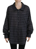 Chemise dsquared² à carreaux noirs et blancs avec col et boutons manches longues coupe décontractée