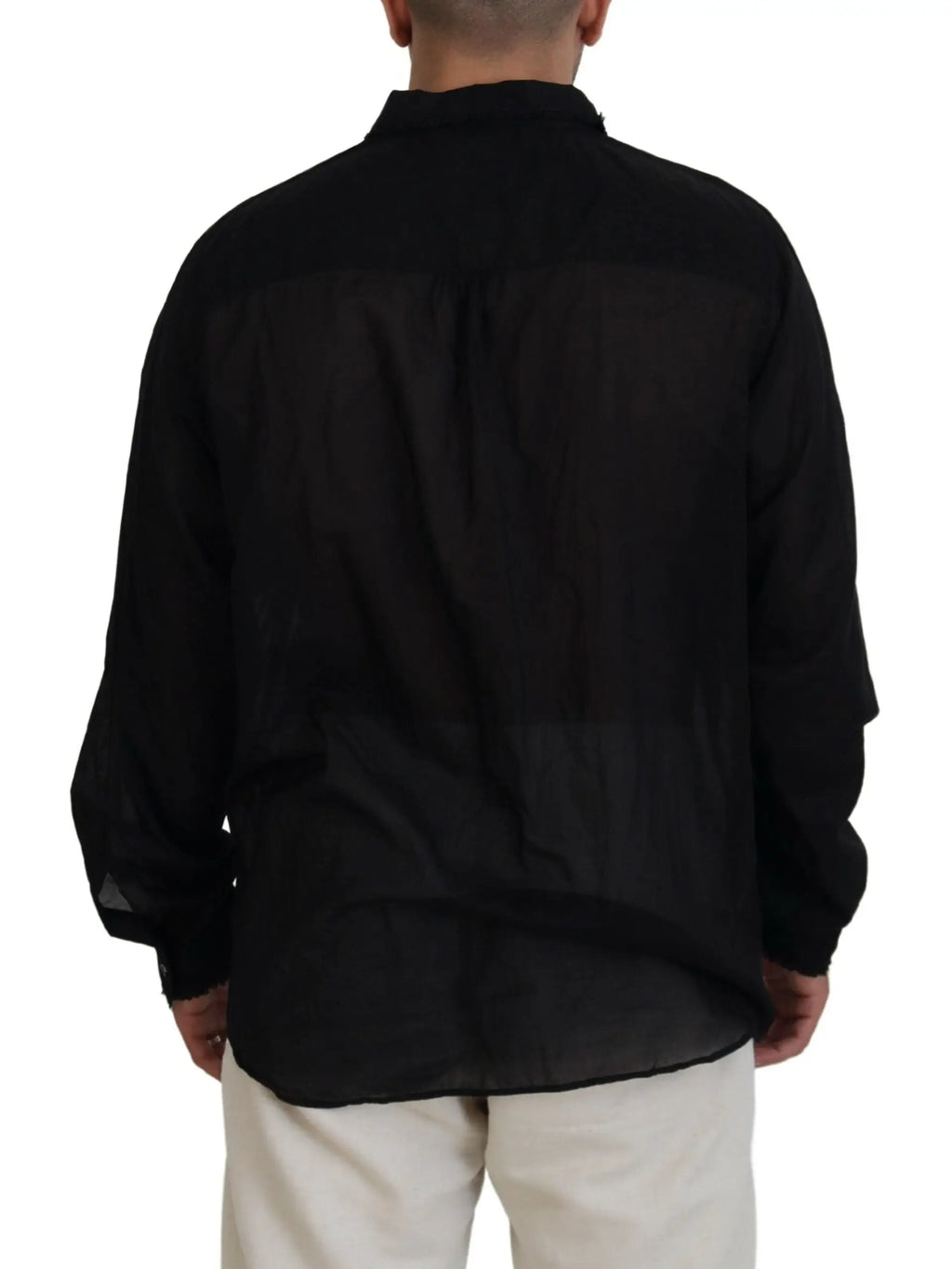 Chemise noire en coton dsquared² à manches longues formelle avec motif texturé subtil et col classique