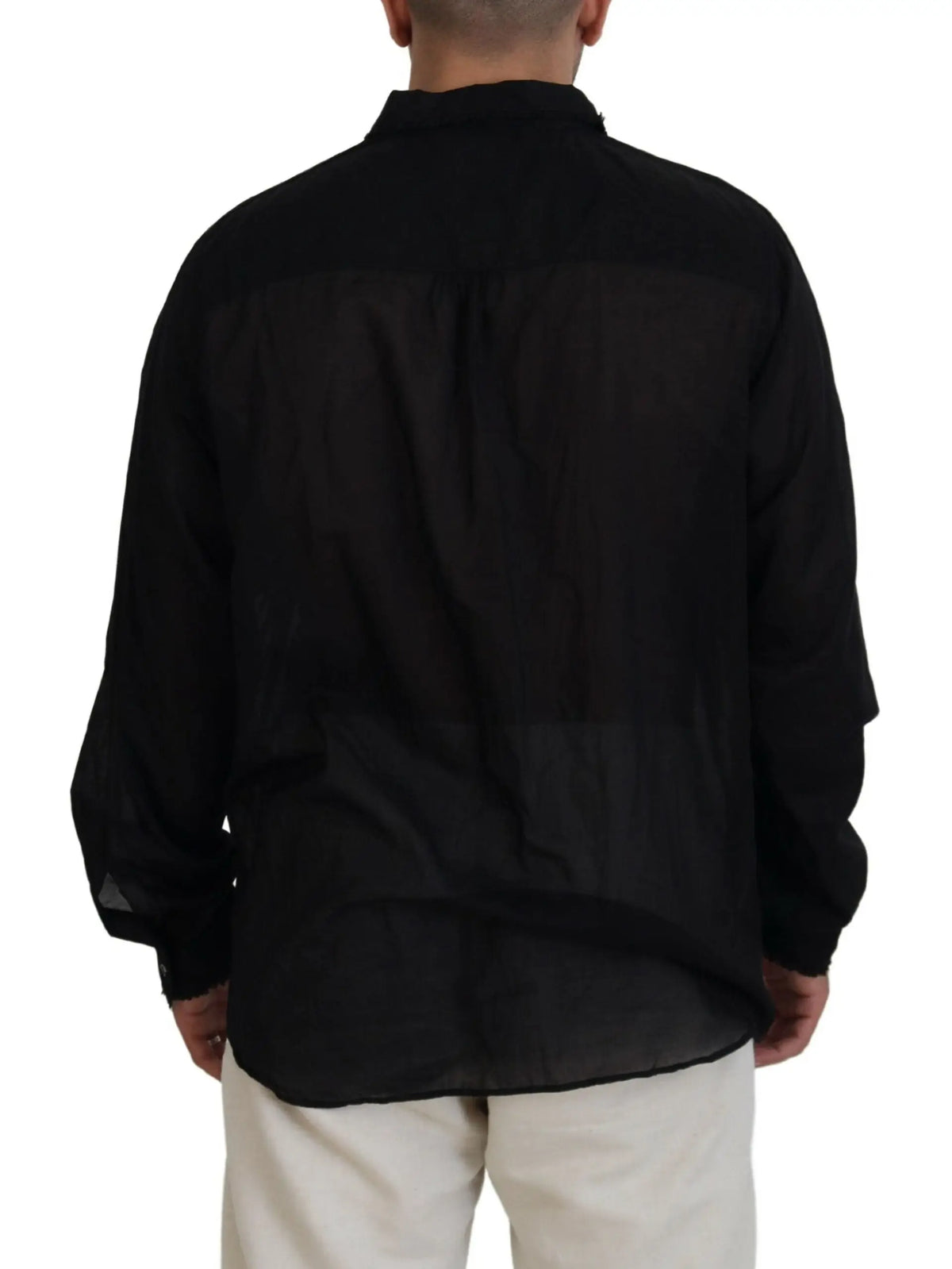 Chemise noire en coton dsquared² à manches longues formelle avec motif texturé subtil et col classique