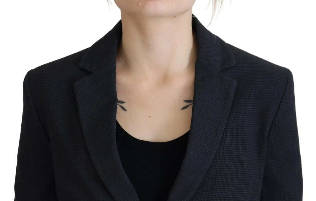 Dsquared² blazer noir en coton texturé avec col à revers porté sur un haut noir