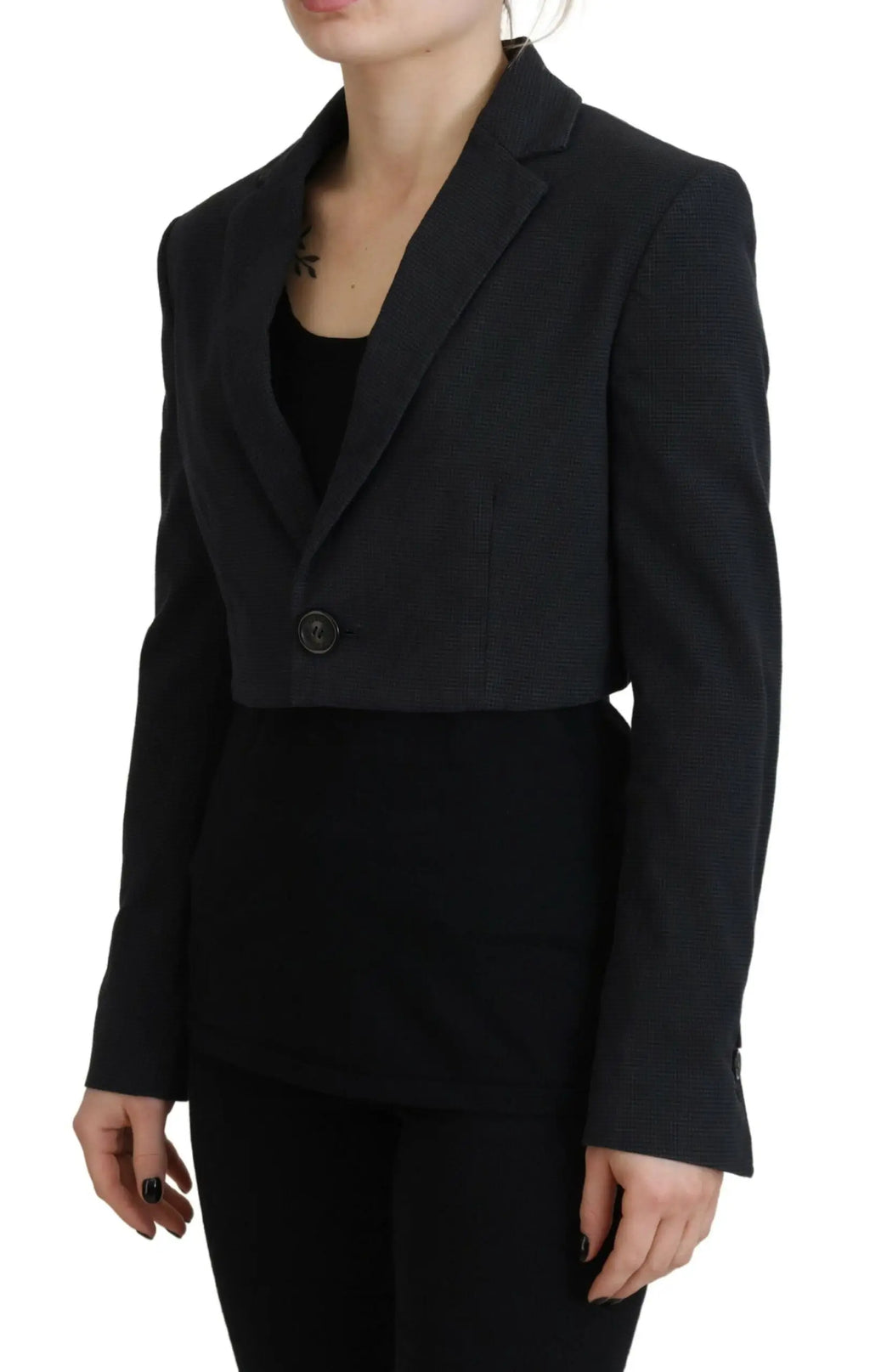 Veste blazer courte noire dsquared² en coton avec texture subtile et fermeture par un bouton unique
