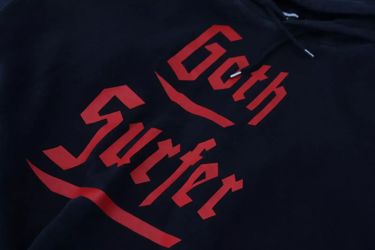 Sweat à capuche noir en coton dsquared² pour homme avec lettrage rouge goth surfer stylisé au dos
