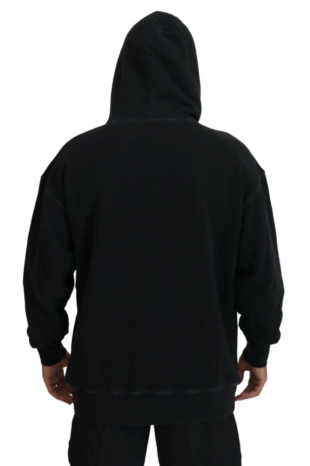Dsquared² pull à capuche noir en coton pour homme avec coupe décontractée et poignets côtelés