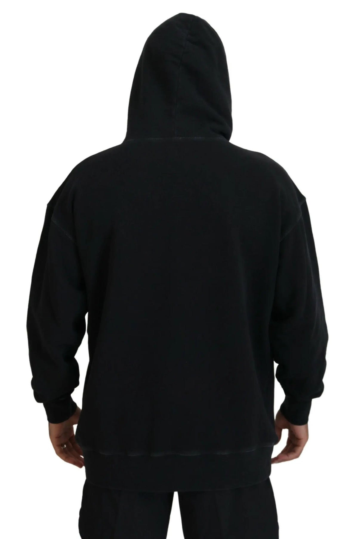 Dsquared² pull à capuche noir en coton pour homme avec coupe décontractée et poignets côtelés
