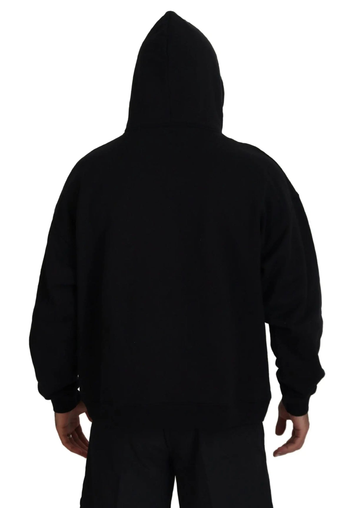 Sweat à capuche noir dsquared² en coton avec coupe décontractée et poignets côtelés pour homme