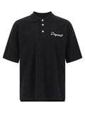Dsquared² polo noir en coton avec logo blanc brodé sur la poitrine et trois boutons assortis