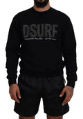 Pull en coton noir dsquared² à manches longues avec logo dsurf en strass et texte dsquared2 milano gothic wave