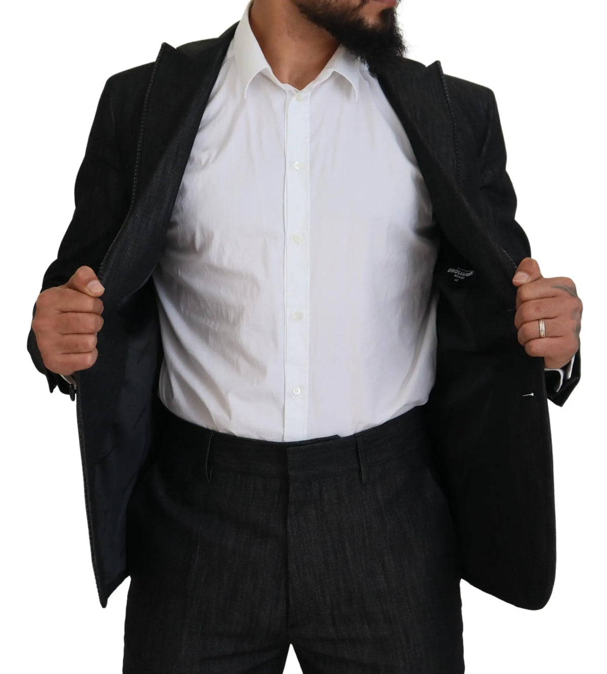 Blazer noir tailleur dsquared² en coton avec design structuré et texture subtile pour costume miami à deux pièces
