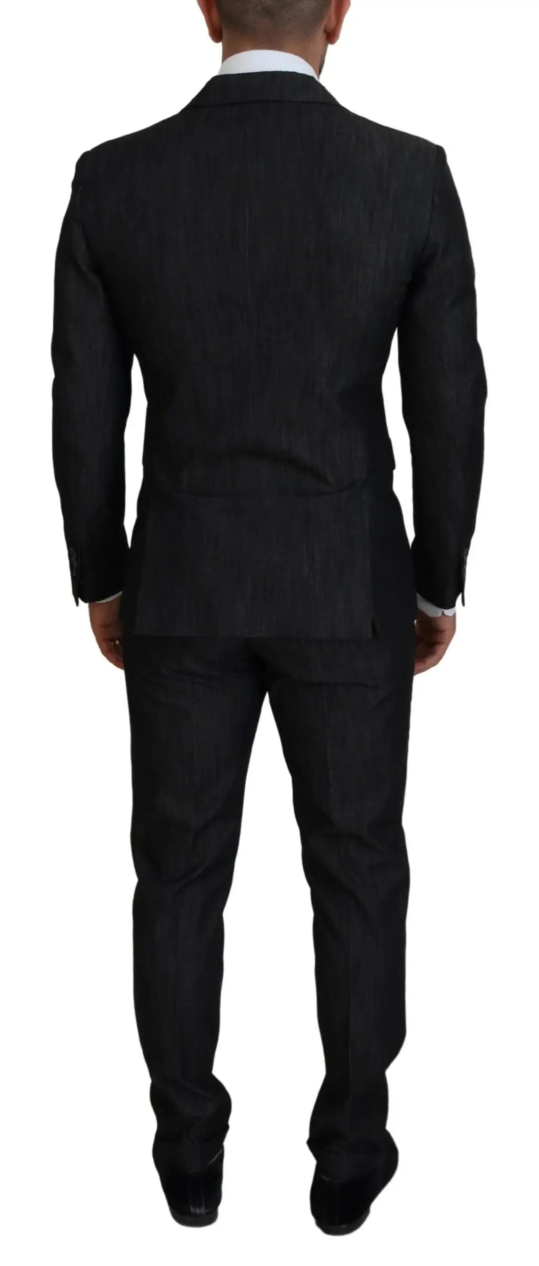 Costume dsquared² noir en coton à deux pièces avec tissage texturé subtil et col à revers cranté classique