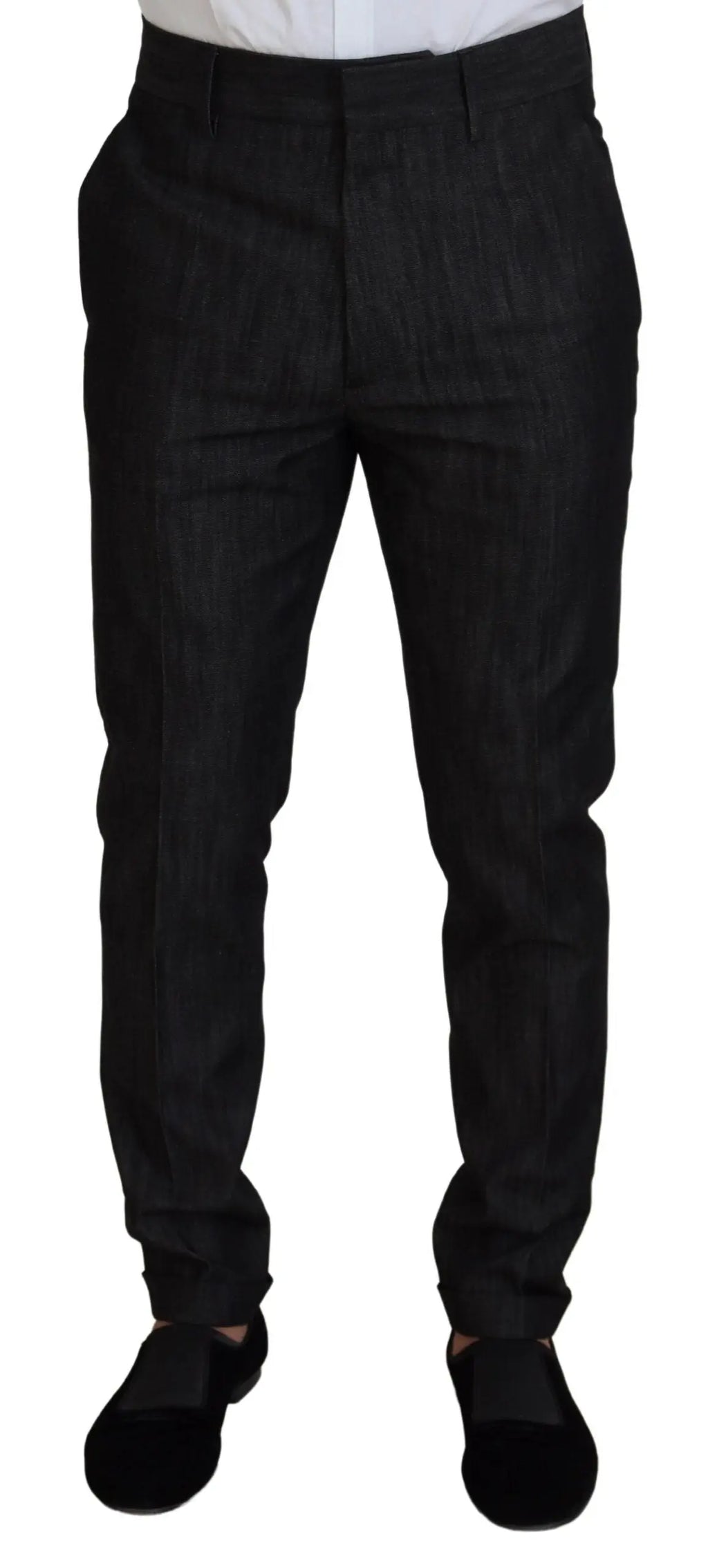 Pantalon slim noir dsquared² en coton avec tissage texturé subtil et coupe tailleur classique pour costume miami