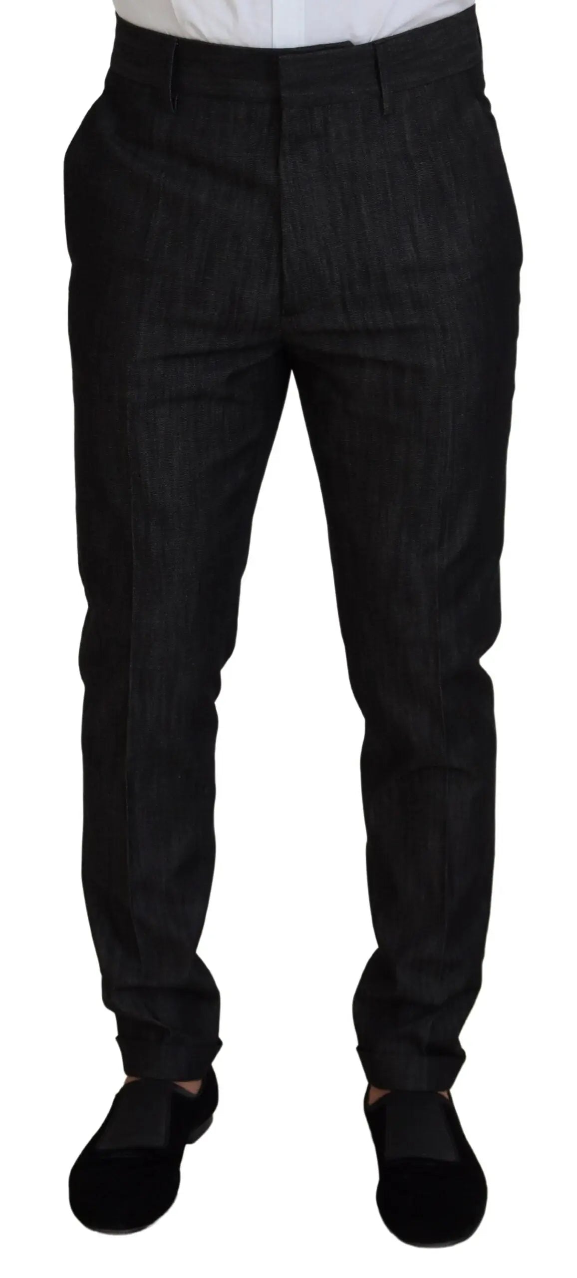 Pantalon slim noir dsquared² en coton avec tissage texturé subtil et coupe tailleur classique pour costume miami