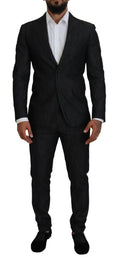 Costume deux pièces noir dsquared² en coton avec tissu texturé subtil et surpiqûres contrastantes sur les revers