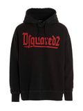 Sweatshirt dsquared² en coton noir avec lettrage gothique rouge audacieux sur la poitrine