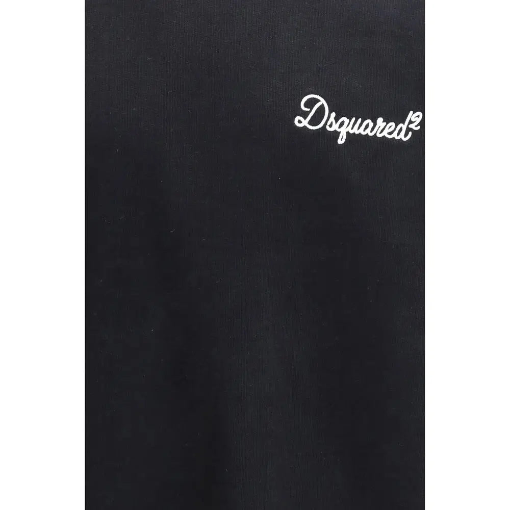 Sweatshirt noir dsquared² en coton avec logo blanc brodé sur le devant