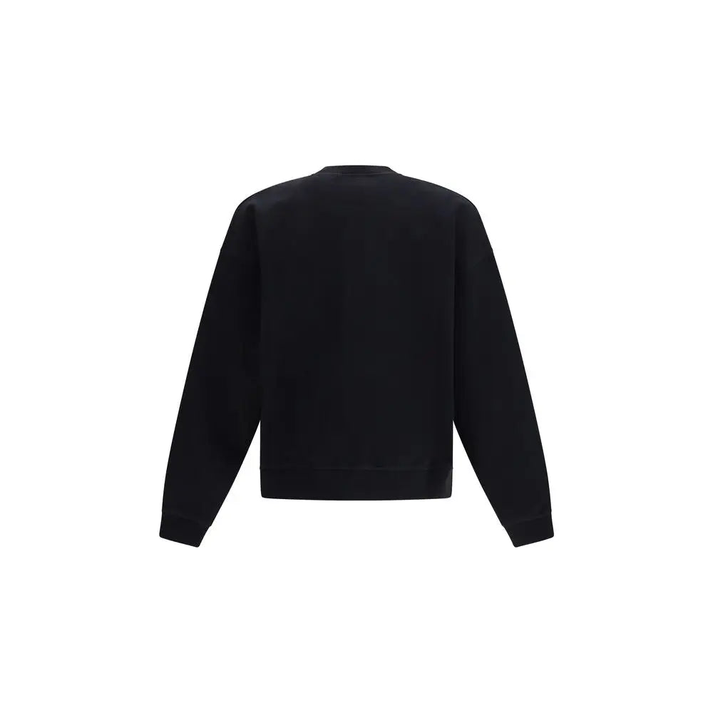 Sweatshirt dsquared² noir en coton à col rond avec manches longues et poignets côtelés
