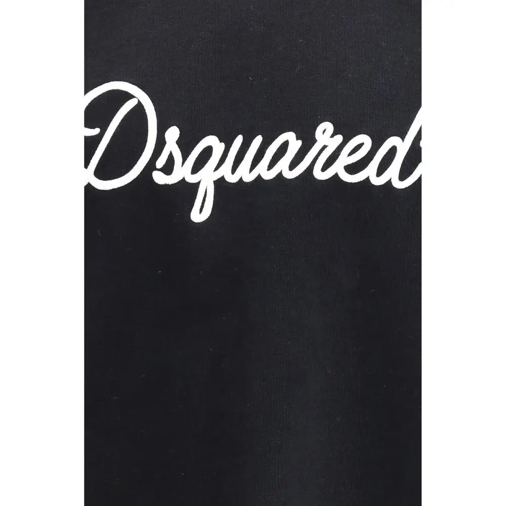 Dsquared² black cotton sweatshirt with white cursive logo on front in a soft cotton fabric