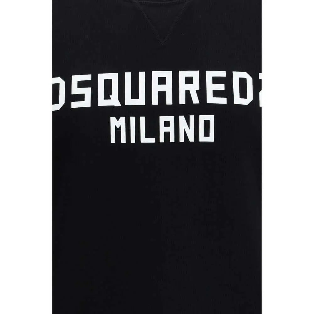 Sweatshirt dsquared² noir en coton avec lettrage blanc bold milano sur la poitrine
