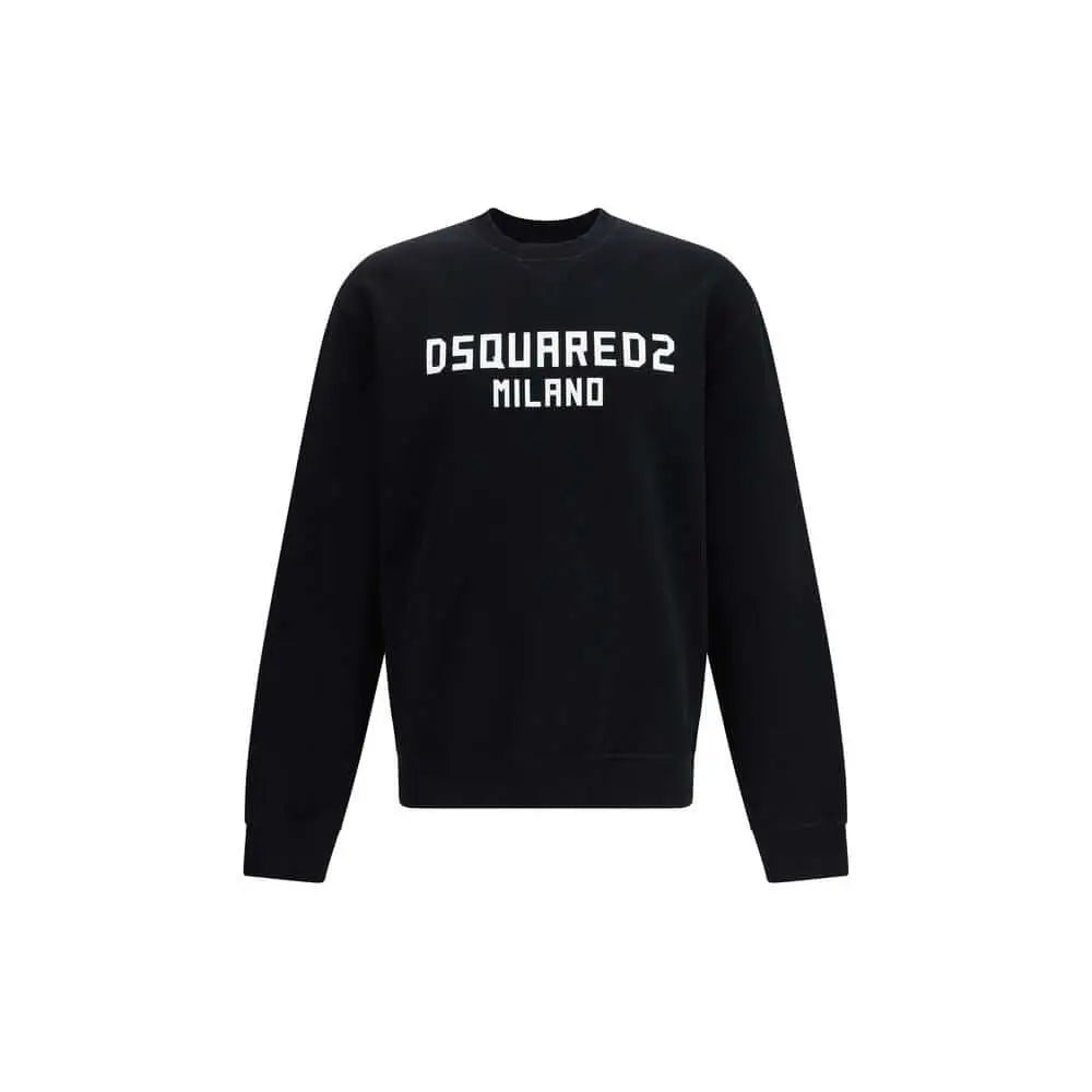 Sweatshirt noir dsquared² milano en coton avec lettrage blanc sur la poitrine