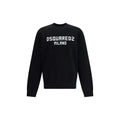Sweatshirt noir dsquared² milano en coton avec lettrage blanc sur la poitrine